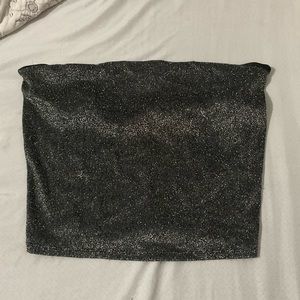 Black silver sparkle tube top